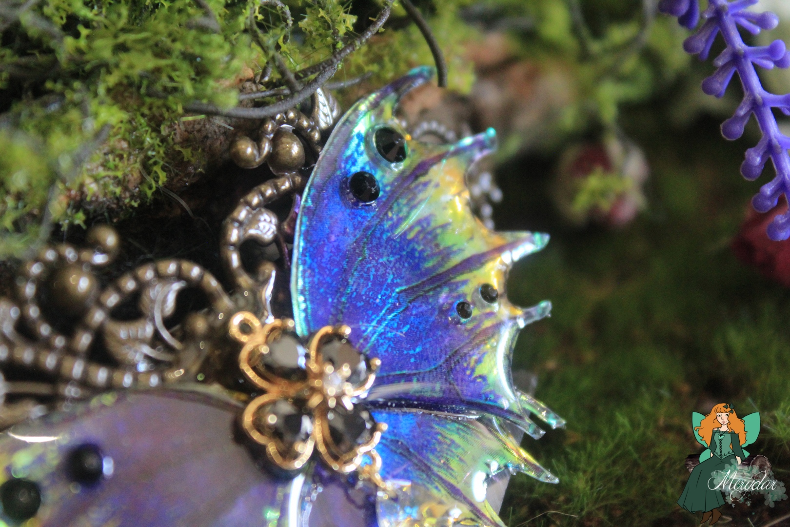 bijou féerique en forme d'ailes de fée ou de dragon, collab avec cassie art work echos et merveilles