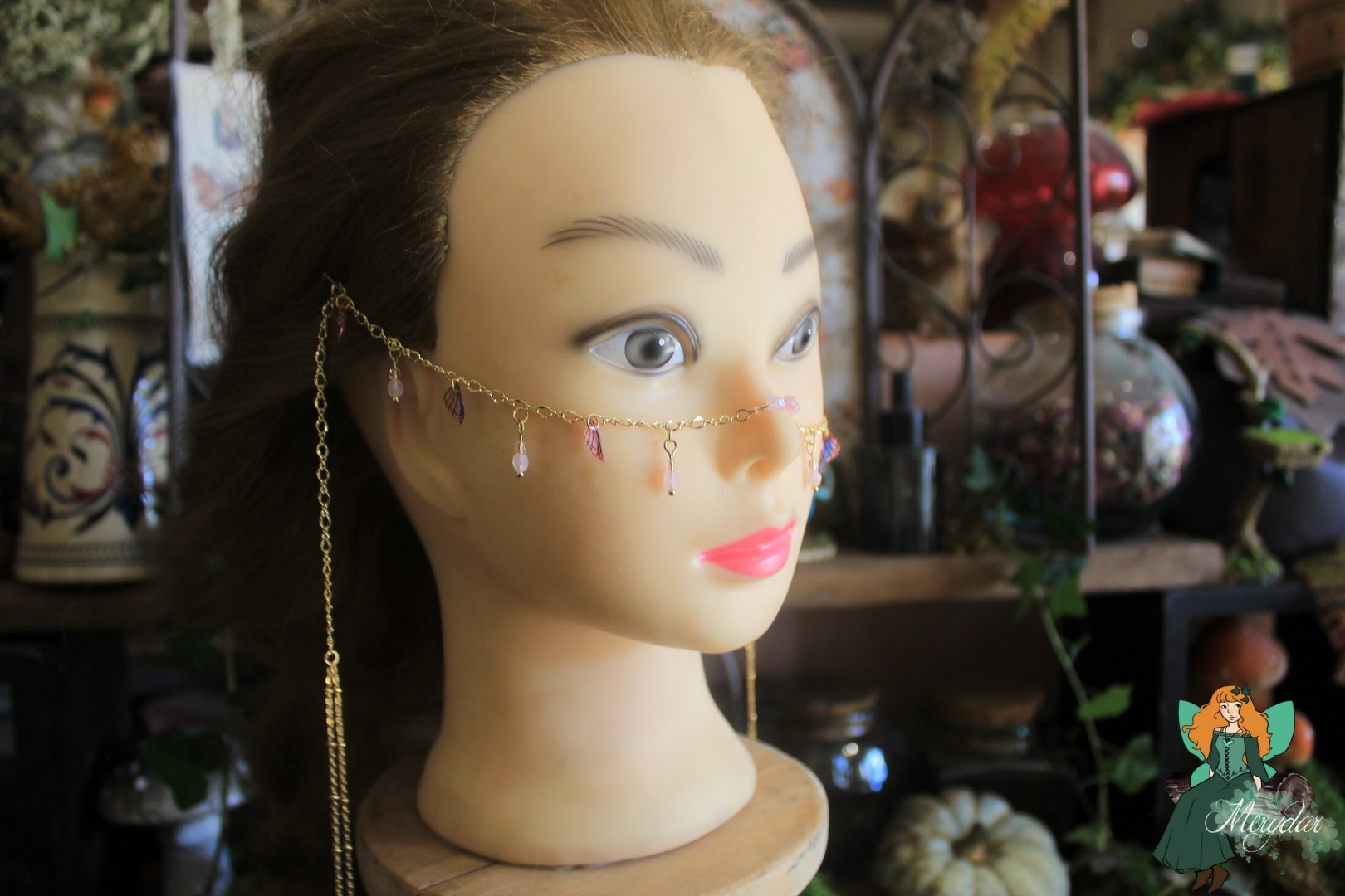 Chaîne de visage féerique 3-en-1 - orange pêche – Image 2