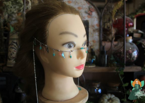 Chaîne de visage féerique 3-en-1 - vert bleu