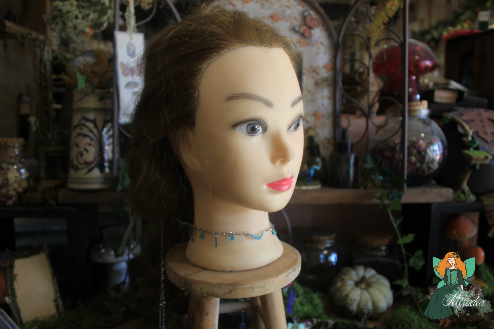 Chaîne de visage féerique 3-en-1 - vert bleu – Image 5
